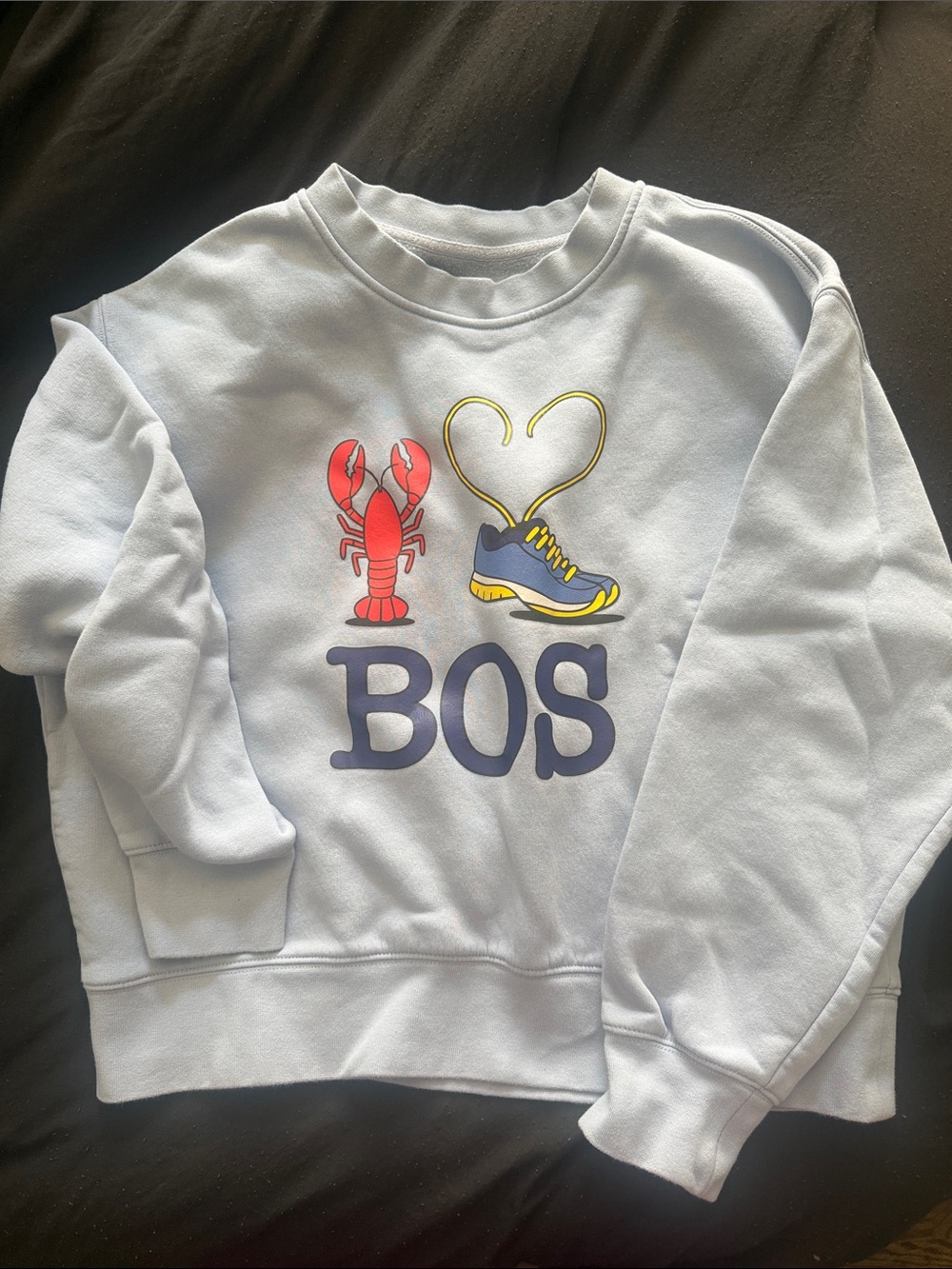 Women’s Light Blue 'BOS' Lobster & Sneaker Graphic Sweatshirt
